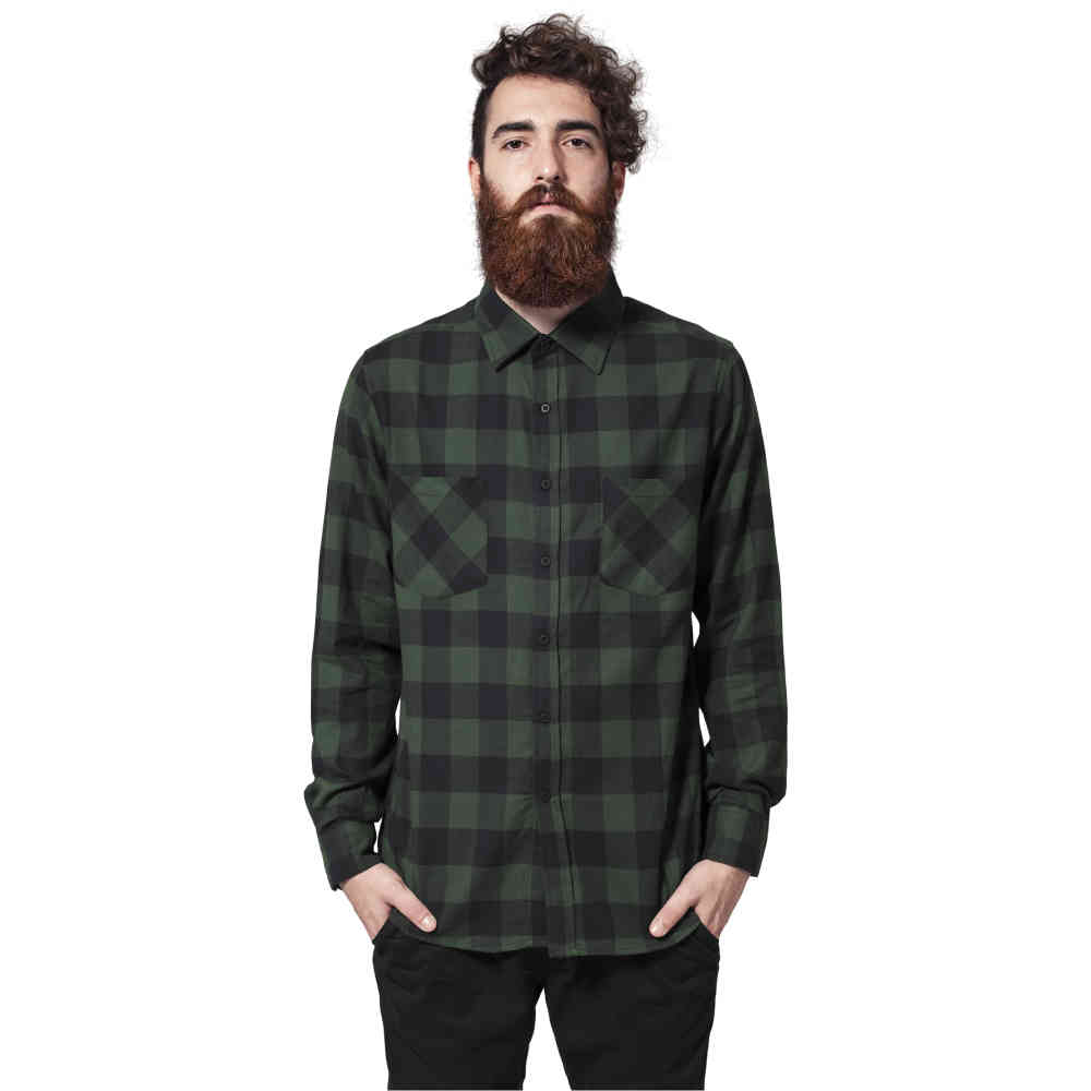 Urban Classics - Checked Flanell Chemisier - Noir/Vert